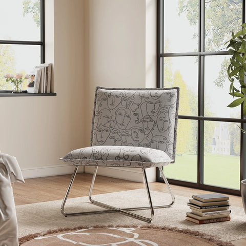 White Modern Linen Accent Chair