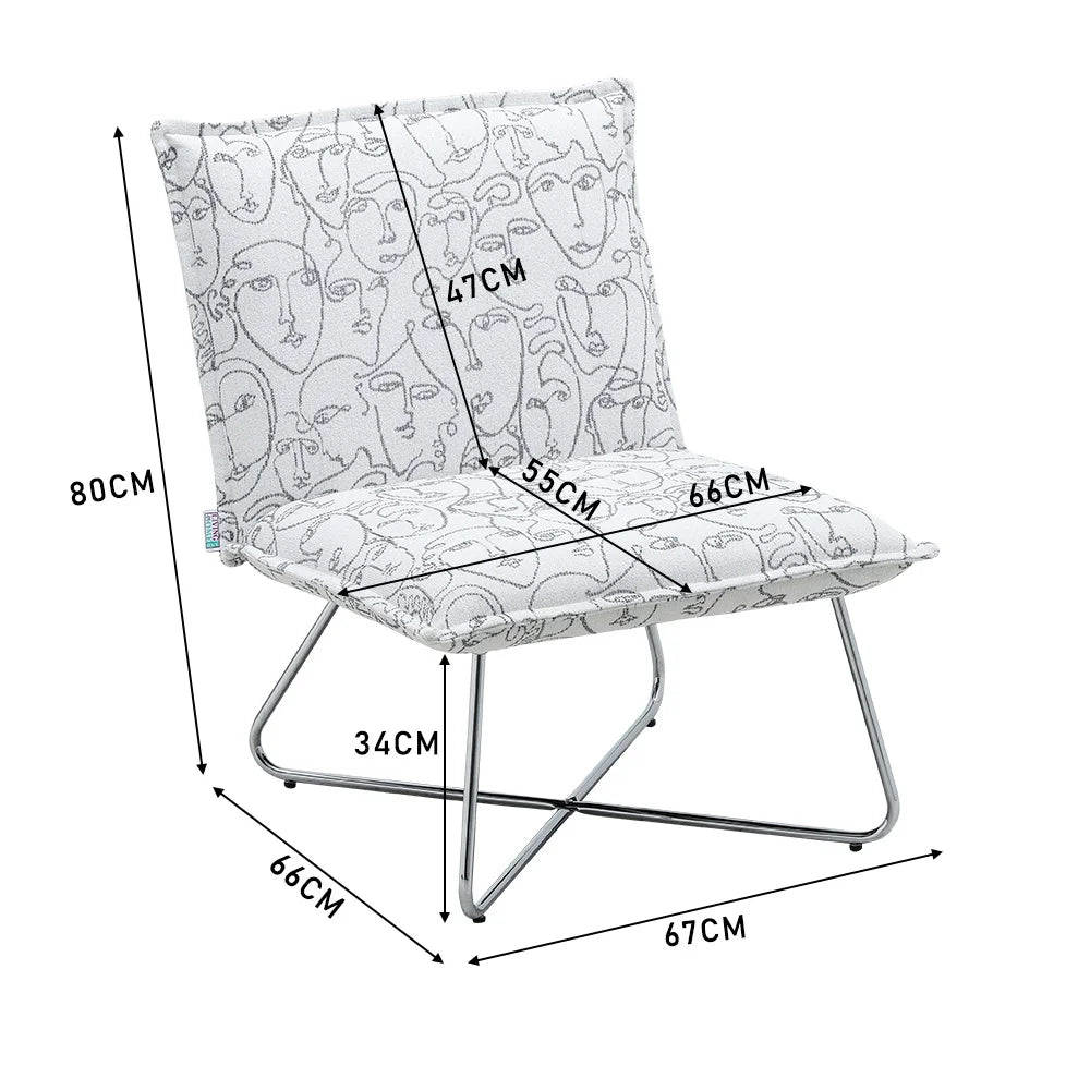 White Modern Linen Accent Chair