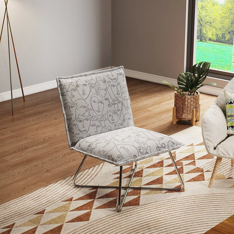 White Modern Linen Accent Chair