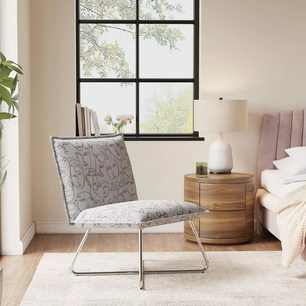White Modern Linen Accent Chair
