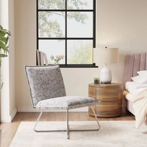 White Modern Linen Accent Chair