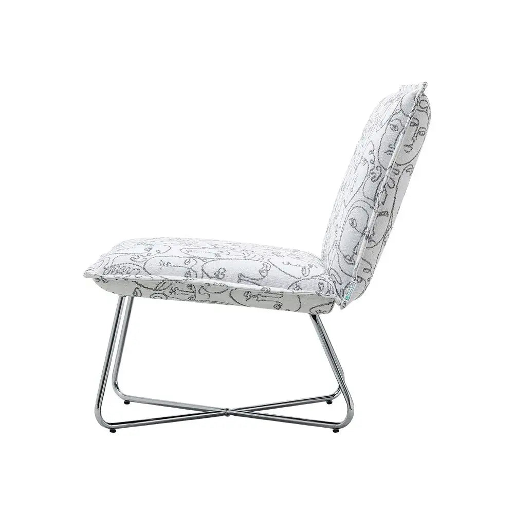 White Modern Linen Accent Chair