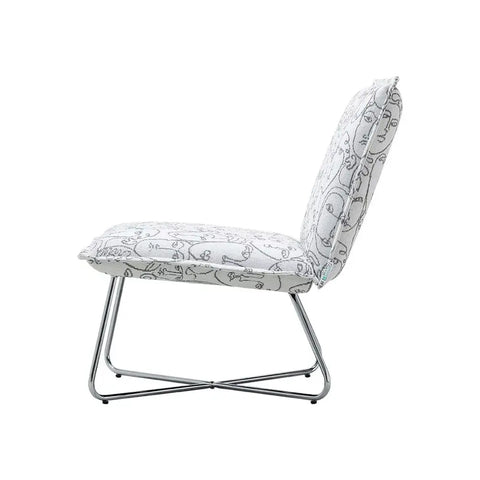 White Modern Linen Accent Chair
